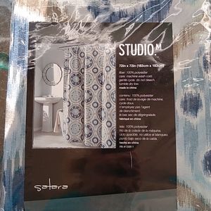 Satara Studio M Ikat Print Shower Curtain New